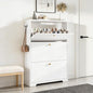 Nicetree Shoe Cabinet with 3 Flip Drawers, Narrow Shoe Organizer Cabinet, Freestanding Shoe Rack Cabinet, Modern Shoe Storage Cabinet for Entryway, Hallway, Foyer, White with Hook - color: White, style: 3-Drawers with Hook