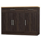 Shintenchi Modern Farmhouse Sideboard Buffet Cabinet,Barn Doors Buffet Cabinet with 2 Drawers & 3 Doors,Wood Coffee Bar Cabinet with Adjustable Shelf for Kitchen Living Room,Brown - color: Brown