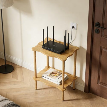 THUMEYE 2-Tier Side Table 20.6”H, Space-Saving Small Nightstand with Solid Wood Legs, Tool-Free Assembly, Suitable for Reading Chair, Bedside, Balcony, 15.7”D x11.8”W, Burlywood - color: Burlywood, size: 20.6”H