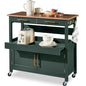 Best Choice Products 36in Large Rolling Kitchen Island Cart, 2-Door Cabinet, 2 Drawers, Pull-Out Shelf, Power Outlet, Hooks, & Swivel Lockable Wheels - Forest Green - style: Forest Green