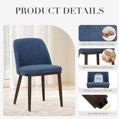 COLAMY Upholstered Dining Chairs Set of 6, Modern Kitchen Chairs with Back, Leather Side Dining Room Chairs with Wood Legs for Kitchen Dining Room Restaurant, Blue - color: Blue, size: Set of 6