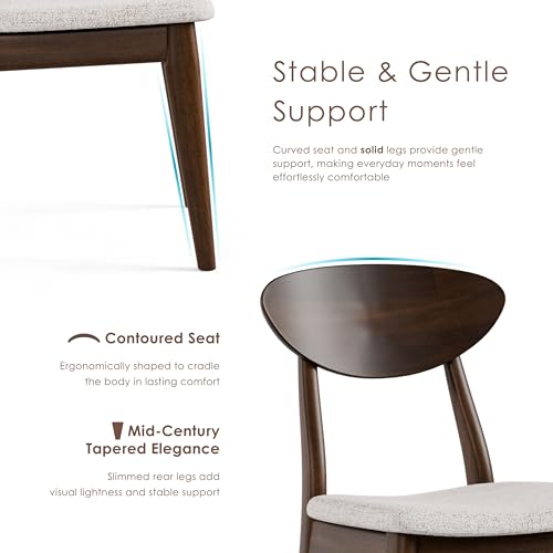 Furniture of America Nazaen V Mid-Century Modern Solid Wood 21.5-inch Side Chairs with Semi-Handmade, Perfect Round Radius and Upholstered Seat for Home Kitchen, Dining Room, Rich Walnut (Set of 2) - color: Rich Walnut, size: Style 5