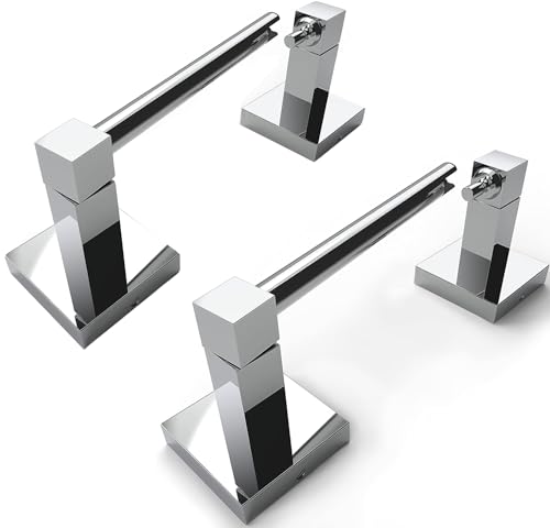 RUACQ Chrome Toilet Paper Holder Wall Mount for Bathroom, 2 Pack | Dual-Post Pivoting Tissue Roll Holder with Square Base, Rustproof 304 Stainless Steel, Screw-in, for Hotel Apartments, Modern - color: Chrome, size: Square-2pcs