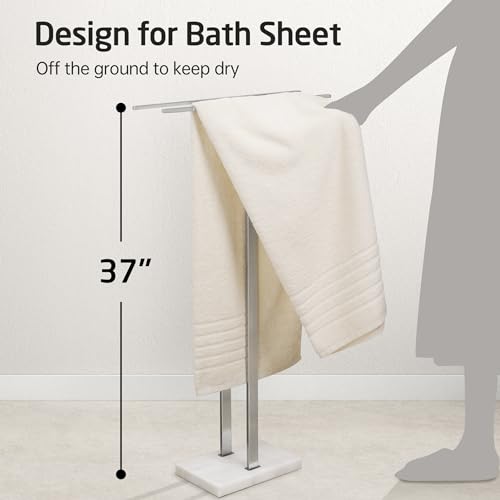 KES 37" H Standing Towel Rack, Heavy Marble Base, Brushed Finish | Taller Version, Equal Height, Fits Large Bath Towels, Free Standing Towel Holder, SUS304 Stainless Steel - color: Brushed Finish, size: 37" H (Equal-height)