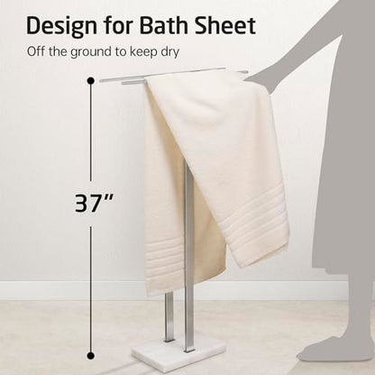 KES 37" H Standing Towel Rack, Heavy Marble Base, Brushed Finish | Taller Version, Equal Height, Fits Large Bath Towels, Free Standing Towel Holder, SUS304 Stainless Steel - color: Brushed Finish, size: 37" H (Equal-height)
