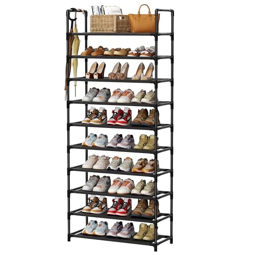 Shoe Rack, 10 Tier Shoe Storage Organizer Fit 30-35 Pairs Shoes,Metal Tall Shoe Shelf for Closet,Entryway,Garage,Bedroom,Cloakroom - color: Nonwoven Fabric, size: Large