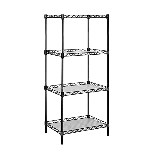 Best 4-Tier Wire Shelving - Black - Heavy Duty Shelf - Kitchen Storage Shelves, Wire Shelving Unit with Baskets Storage Rack Corner Shelf Shelving Adjustable Storage Shelf, 11.8" D x 15.7" W x 47" H - size: 4-Black Shelf