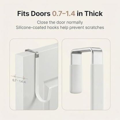 10-Pocket Over the Door Organizer with Heavy-Duty 600D Oxford Fabric, Upgraded Hooks with Silicone Protectors for Dorm, Closet Storage, Bedroom, Bathroom