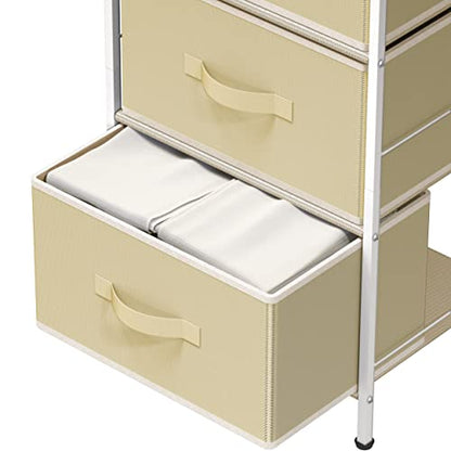 Simple Houseware 3 Drawer Nightstand Dresser with Wood Top, Beige - color: Beige, size: 3 Drawers