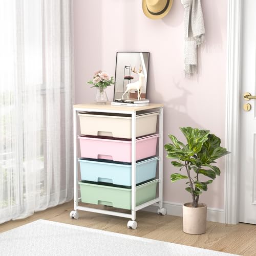 Utility Cart with 4 Drawers, Rolling Storage Cart with Drawers, Rainbow | Storage Rolling Drawer Cart - color: Rainbow