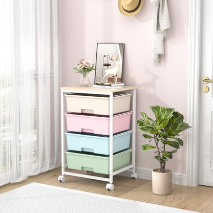 Utility Cart with 4 Drawers, Rolling Storage Cart with Drawers, Rainbow | Storage Rolling Drawer Cart - color: Rainbow