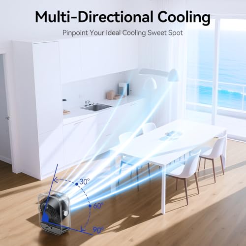 KIMMOO Rechargeable USB Desk Fan, Quiet Table Fan with Turbo Airflow, 100 Speeds, Digital Display, 90° Rotating, Small Battery Desktop Fans for Bedroom Home Office Travel, Black - color: Black