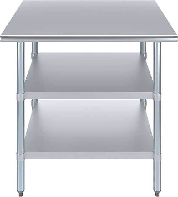 Stainless Steel Work Table with Double Undershelf – Commercial Kitchen Prep Table for Restaurant, Bakery, Utility – NSF Certified (30 x 36) - size: 30x36