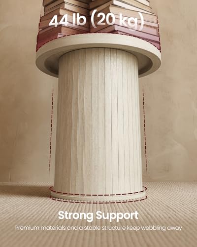 VASAGLE Round Side Table, Tambour End Table, Mid Century Modern Nightstand, Easy Assembly, for Small Spaces, Living Room, Bedroom, Home Office, 17.7 x 19.7 Inches, Travertine Beige ULET295L101 - color: Travertine Beige, size: Round