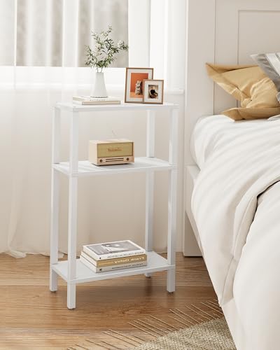TUTOTAK Small Side Table, Narrow End Table, Skinny Sofa Table, Slim Nightstand, Couch Table, Living Room, Bed Room, White TB01BW077 - color: White, size: 3-Tier（7.9"D x 15.8"W x 26"H）