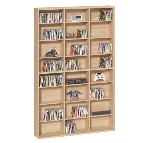 8 Tier Tall Display Cabinet, Natural Media Storage Cabinet11 | Adjustable Shelves, Free Standing DVD Organizer Shelf, Floor Multimedia Storage Manga Bookshelf for Living Room & Home Office - color: Natural, size: 8-Tier