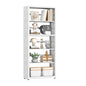 Polup Bookshelf, 5 Tier Metal Bookcase with Adjustable Shelves, Tall White Book Shelf with Bookends, White Display Shelves for Living Room, Home Office, Library - color: White, size: 5 Tier-23" W