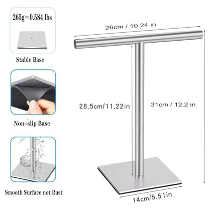 Freestanding Hand Towel Holder Countertop Modern Stand Towel Rack with Square Base Space Saving 304 Stainless Steel Hand Towel Holder Silver Finished - color: Freestanding Stainless Steel Towel Rack Silver on Countertop