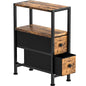 Small Narrow Side Table with Drawers, Skinny End Table for Small Spaces, Slim Nightstand with Storage, sofa bedside Table in Living Room, Bedroom, Study, kitchen and Balcony (Rustic Brown)M-LBZ83B1V1 - color: Rustic Brown&black