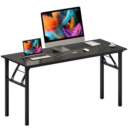 Need Home Office Desk - 60 Inches Large Computer Desk Sturdy Black Table Foldable Desk Gaming Computer Table No Assembly Required AC5CB 60 inch - color: Black & Black Frame, size: 60 inch