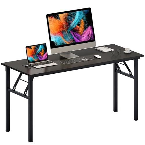 Need Home Office Desk - 60 Inches Large Computer Desk Sturdy Black Table Foldable Desk Gaming Computer Table No Assembly Required AC5CB 60 inch - color: Black & Black Frame, size: 60 inch