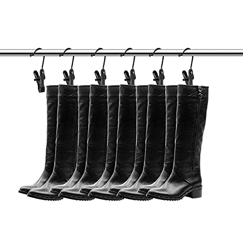 Hotop 48 Pieces Boot Hanger Clips for Closet, Laundry Hanging Hooks Heavy Duty Clips Boot Holder Portable Single Hooks Space Saving for Pants Jeans Clothes Hats Tall Towels (Black) - color: Black