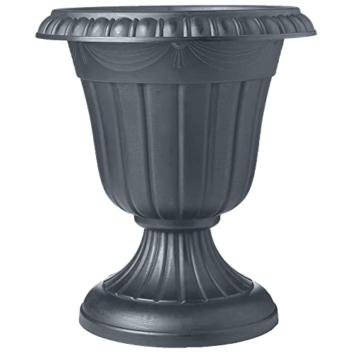 Arcadia Garden Products PL00GY Classic Traditional Plastic Urn Planter Indoor/Outdoor, 16" x 18", Gray - color: Gray, size: 16" x 18"