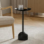 Stead Round Metal Drink Table, Pedestal Drink Desk, Modern Home, Bedroom, and Living Room Furniture, Small Metal Side Table with Dome Base and Beveled Top, Beverage Desk (Black) - color: Black, style: Dome Base