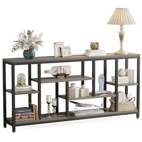 Tribesigns Console Sofa Table, 70.9 inch Extra Long Console Table Behind Couch with Storage Shelves, 3-Tier Modern Narrow Entryway Hallway Accent Table for Living Room, Grey - color: Grey