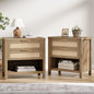Eclatara Rattan Nightstands Set of 2, Farmhouse Bedside Table with 2 Drawers and Storage Shelf, Rattan Boho Accent Night Stands for Bedroom Large Space Sofa (2, Reclaimed Caramel Oak) - color: Caramel Oak (Large 2 Drawer)