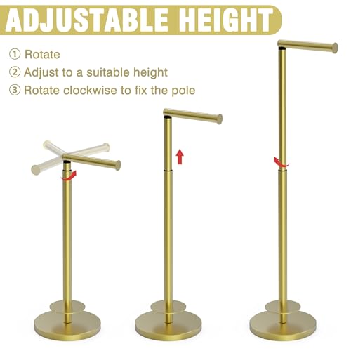 Toilet Paper Holder Stand 1 pc, Height Adjustable, Reserve Tissue for 6 Spare Rolls, Bathroom Storage, Rustproof with SUS304 Stainless Steel (Gold) - color: Gold