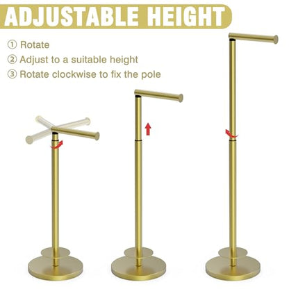 Toilet Paper Holder Stand 1 pc, Height Adjustable, Reserve Tissue for 6 Spare Rolls, Bathroom Storage, Rustproof with SUS304 Stainless Steel (Gold) - color: Gold