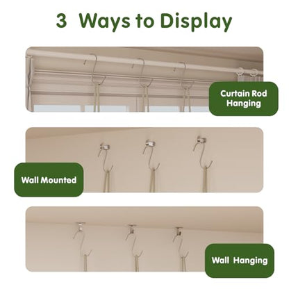 8 Tier Window Plant Shelves Hanging Indoor Plant Display | hanging window sill plant shelf, boho wall decor for bedroom living room; floating plant holder indoor garden display rack,