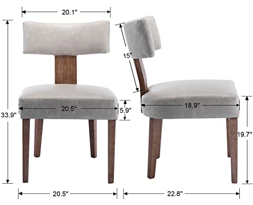 RIVOVA Mid Century Modern Dining Chairs Set of 4 PU Leather Upholstered Side Chairs, Modern Kitchen Armless Parson Chairs Solid Wood Dining Chairs, Grey - color: Grey Curved