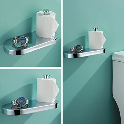 RANDOM Toilet Paper Holder with Phone Shelf, SUS 304 Stainless Steel Modern Bathroom Accessories Tissue Roll Dispenser Toilet Paper Holder Round,Polished Chrome.93088C - color: A-polished Chrome