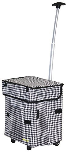 dbest products Smart Cart, Houndstooth Collapsible Rolling Utility Cart Basket Grocery Shopping Teacher Hobby Craft Art - color: Houndstooth, size: Standard