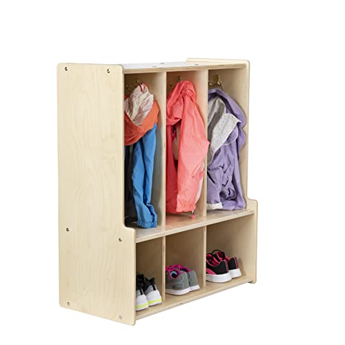 3-Section Coat Locker with Bench & Cubby Storage, Backpack Organizer, Coat Cubbies Storage for Kids & Toddlers, Ideal for Home, School, Daycare