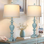 Cinkeda 27.5" Coastal Table Lamp for Living Room Set of 2,Retro Blue Bedside Nightstand Lamps with USB C+A Ports & AC Outlet,3-Way Dimmable Touch Control Desk Lamp for Bedroom - color: Blue
