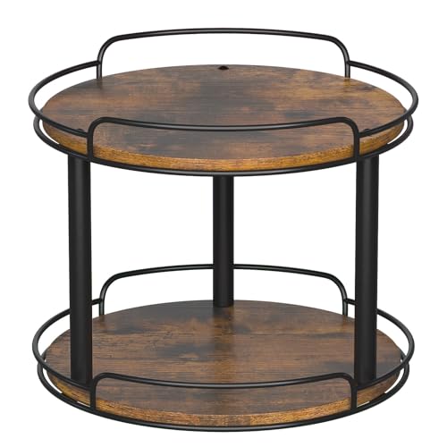 LAMU 12'' Wood Lazy Susan Turntable Organizer for Cabinet, 2 Tier Lazy Susan Spice Rack Organizer for Kitchen, Table Top, Countertop, Pantry, Bathroom - size: 12 inches 2 Tier