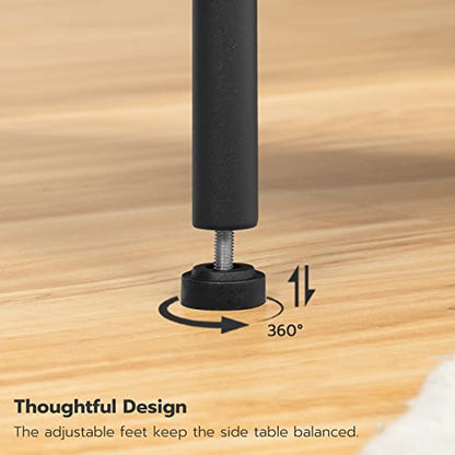 HOOBRO Side Table with Charging Station, Set of 2 End Tables with USB Port and Outlets, Nightstand with 2-Layer Storage Shelves for Small Spaces, Living Room, Bedroom, Rustic Brown BF09UBZP201 - color: Rustic Brown + Black