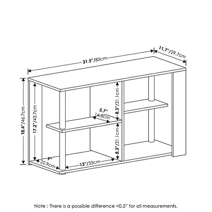 Furinno Romain Narrow End Table with Shelves, French Oak/Black - color: French Oak/Black, size: Narrow End Table