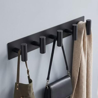 Black Coat Wall Mounted Rack with 5 Hooks, Coat Rack Hooks Suitable for Coats, Keys, Hats, Bags and Towels, Essential for Bathroom and Living Room Storage (1Pack)