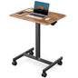 DUMOS Mobile Small Standing Desk, Laptop Desk, Home Office | Portable Rolling Design, 2 Lockable Wheels, Adjustable Height Computer Workstation, 19 Inch, Brown - color: Chocolate