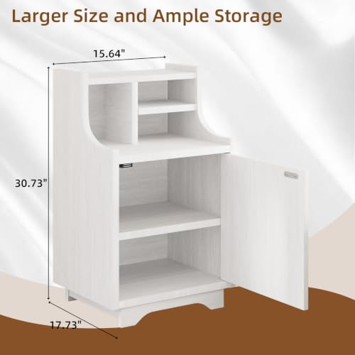 4ever2buy White Nightstand with Storage, 30" Tall Night Stand with Hutch | Farmhouse Tall Bedside Table End Table for Bedroom Living Room Sofa Office, White - color: White