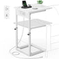 Vagusicc C Shaped End Table with Charging Station, C Table End Table Adjustable Height Sofa Table, Side Table for Couch, Couch Table that Slide Under, TV Tray Arm Table for Living Room,Bedroom, White - color: White, style: Charging Station