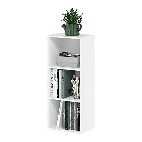Furinno LUDER Book Shelf, 3-Cube Bookshelf, Bookcase with Open Shelves, 9.3 x 12 x 31.5, Easy Assembly, for Living Room, Bedroom, Home Office, White - color: White, size: 3-Tier Cube