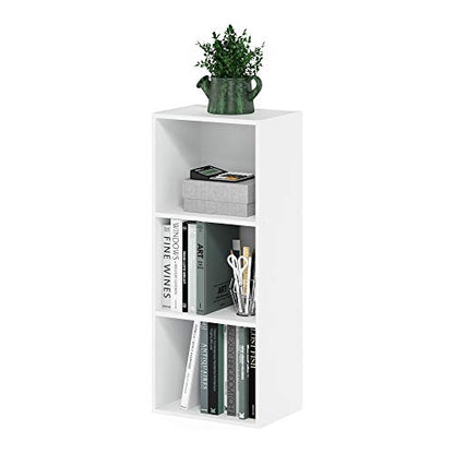 Furinno LUDER Book Shelf, 3-Cube Bookshelf, Bookcase with Open Shelves, 9.3 x 12 x 31.5, Easy Assembly, for Living Room, Bedroom, Home Office, White - color: White, size: 3-Tier Cube
