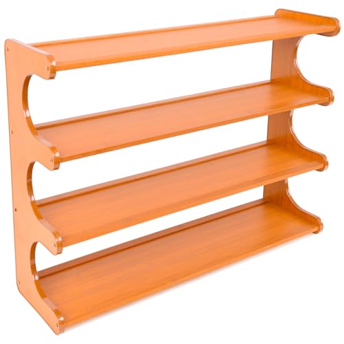 Shoe Rack Bamboo Stackable Freestanding Wooden Shoe Storage Storage Rack Suitable for Narrow entryways,Closets,garages, and Dorm Rooms (Light Brown, 4 Tier (27.56 in)) - size: 4 Tier (27.56 in)