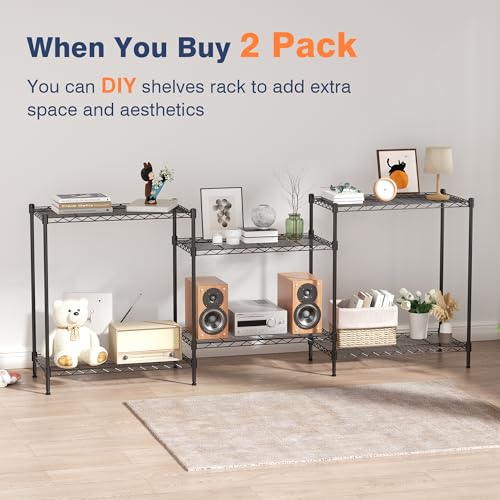 3-Tier Wire Shelf Rack,24" Dx14 Wx 30" H,Wire Metal Shelving with Lockable Wheels,Height Adjustable Storage Standing Shelves for Kitchen,Living Room,Laundry,Office,Pantry,Studio,Black - size: 3-Tier,24"x14"x30"(WxDxH)