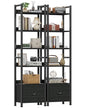 Furologee Book Shelf Set of 2, 6 Tier Tall Shelf with Drawer, Bookshelves and Bookcases Set of 2, Industrial Display Shelving Unit for Bedroom, Living Room, Home Office, Black Oak - color: Black Oak, size: 6 Tier-2 PCS